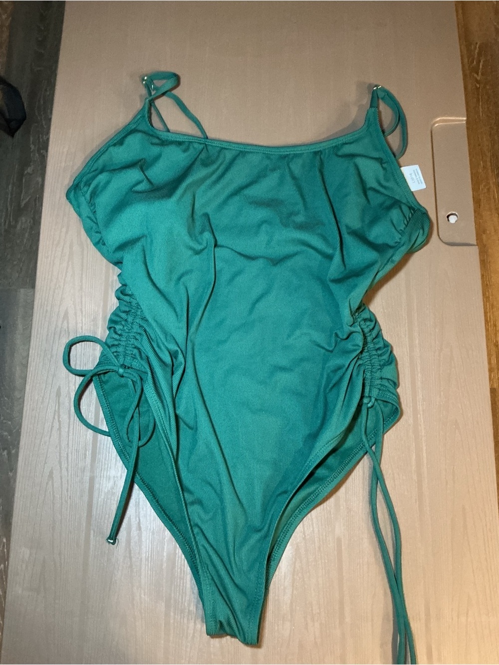 Teal Ruched One-Piece Swimsuit - Picture 2 of 7